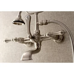 Kingston Brass AE551TX-P Aqua Vintage Wall Mount Tub Faucet with Hand Shower