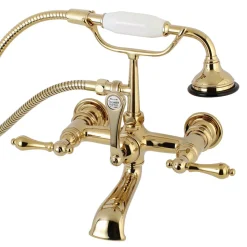 Kingston Brass AE551TX-P Aqua Vintage Wall Mount Tub Faucet with Hand Shower