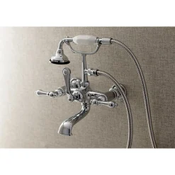 Kingston Brass AE551TX-P Aqua Vintage Wall Mount Tub Faucet with Hand Shower