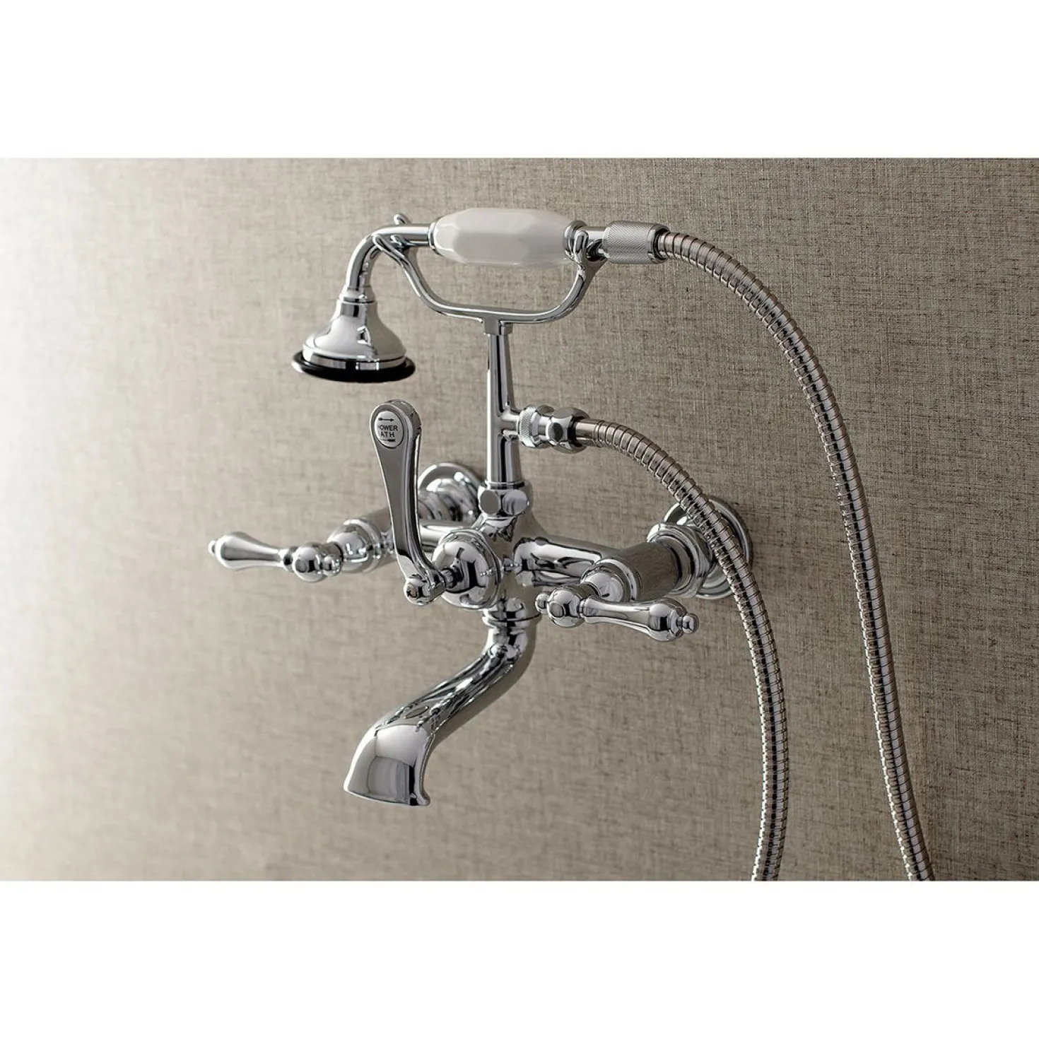 Kingston Brass AE551TX-P Aqua Vintage Wall Mount Tub Faucet with Hand Shower