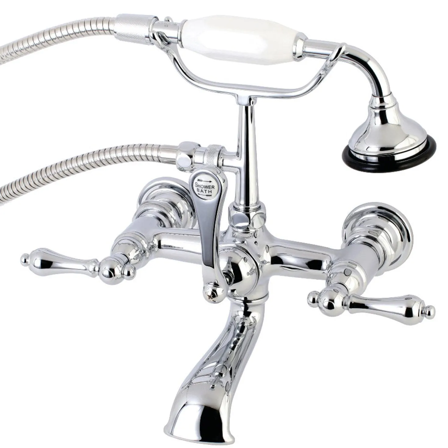 Kingston Brass AE551TX-P Aqua Vintage Wall Mount Tub Faucet with Hand Shower