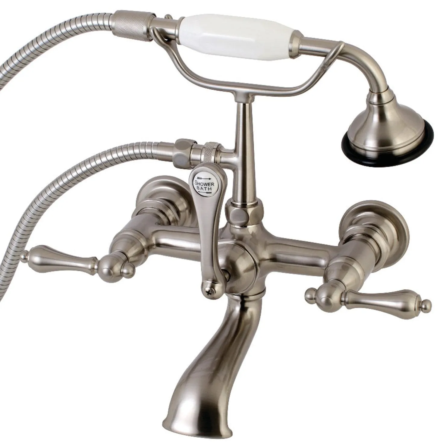 Kingston Brass AE551TX-P Aqua Vintage Wall Mount Tub Faucet with Hand Shower