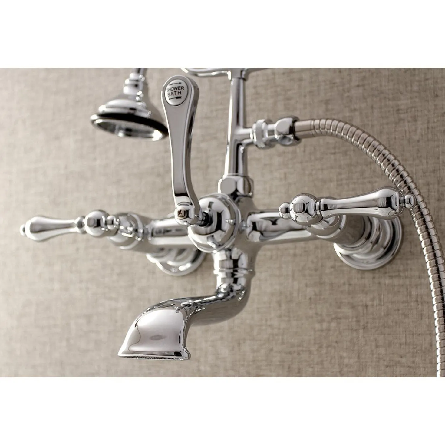 Kingston Brass AE551TX-P Aqua Vintage Wall Mount Tub Faucet with Hand Shower