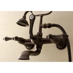 Kingston Brass AE551TX-P Aqua Vintage Wall Mount Tub Faucet with Hand Shower