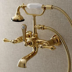 Kingston Brass AE551TX-P Aqua Vintage Wall Mount Tub Faucet with Hand Shower