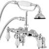 Kingston Brass AE621TX-P Aqua Vintage 3-3/8-Inch Adjustable Deck Mount Tub Faucet with Hand Shower in Polished Chrome