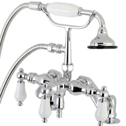 Kingston Brass AE621TX-P Aqua Vintage 3-3/8-Inch Adjustable Deck Mount Tub Faucet with Hand Shower in Polished Chrome