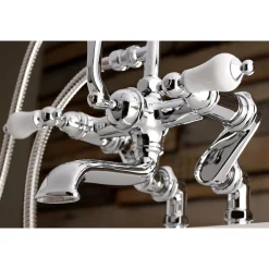 Kingston Brass AE655TX-P Aqua Vintage 7-Inch Adjustable Clawfoot Tub Faucet with Hand Shower