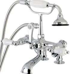 Kingston Brass AE655TX-P Aqua Vintage 7-Inch Adjustable Clawfoot Tub Faucet with Hand Shower
