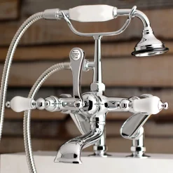 Kingston Brass AE655TX-P Aqua Vintage 7-Inch Adjustable Clawfoot Tub Faucet with Hand Shower