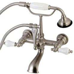 Kingston Brass AE553TX-P Aqua Vintage 7-Inch Wall Mount Tub Faucet with Hand Shower