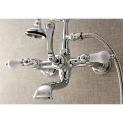 Kingston Brass AE553TX-P Aqua Vintage 7-Inch Wall Mount Tub Faucet with Hand Shower