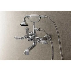 Kingston Brass AE553TX-P Aqua Vintage 7-Inch Wall Mount Tub Faucet with Hand Shower