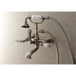 Kingston Brass AE553TX-P Aqua Vintage 7-Inch Wall Mount Tub Faucet with Hand Shower