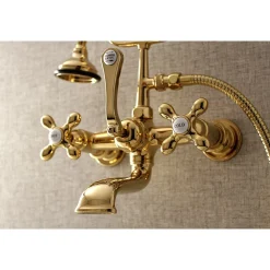 Kingston Brass AE557TX-P Aqua Vintage 7-Inch Wall Mount Tub Faucet with Hand Shower