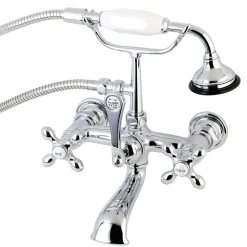Kingston Brass AE557TX-P Aqua Vintage 7-Inch Wall Mount Tub Faucet with Hand Shower