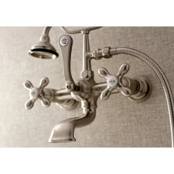 Kingston Brass AE557TX-P Aqua Vintage 7-Inch Wall Mount Tub Faucet with Hand Shower