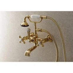 Kingston Brass AE557TX-P Aqua Vintage 7-Inch Wall Mount Tub Faucet with Hand Shower