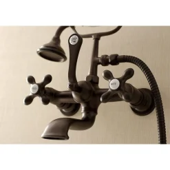 Kingston Brass AE557TX-P Aqua Vintage 7-Inch Wall Mount Tub Faucet with Hand Shower