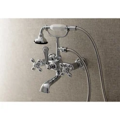 Kingston Brass AE557TX-P Aqua Vintage 7-Inch Wall Mount Tub Faucet with Hand Shower