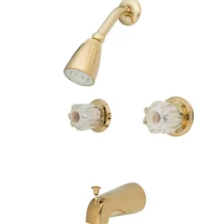 Kingston Brass Americana Twin Acrylic Handle Tub and Shower Faucet