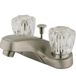 Kingston Brass Americana Two Handle 4" Centerset Lavatory Faucet in Satin Nickel with Retail Pop-up