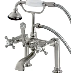 Kingston Brass Aqua Eden AE103T8BX English Country Deck Mount Clawfoot Tub Faucet in Satin Nickel