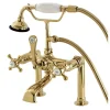 Kingston Brass Aqua Eden AE103T2BX English Country Deck Mount Clawfoot Tub Faucet in Polished Brass