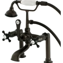 Kingston Brass Aqua Eden AE103T5BX English Country Deck Mount Clawfoot Tub Faucet in Oil Rubbed Bronze