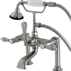 Kingston Brass Aqua Eden AE103T8BAL Bel Air Deck Mount Clawfoot Tub Faucet in Satin Nickel