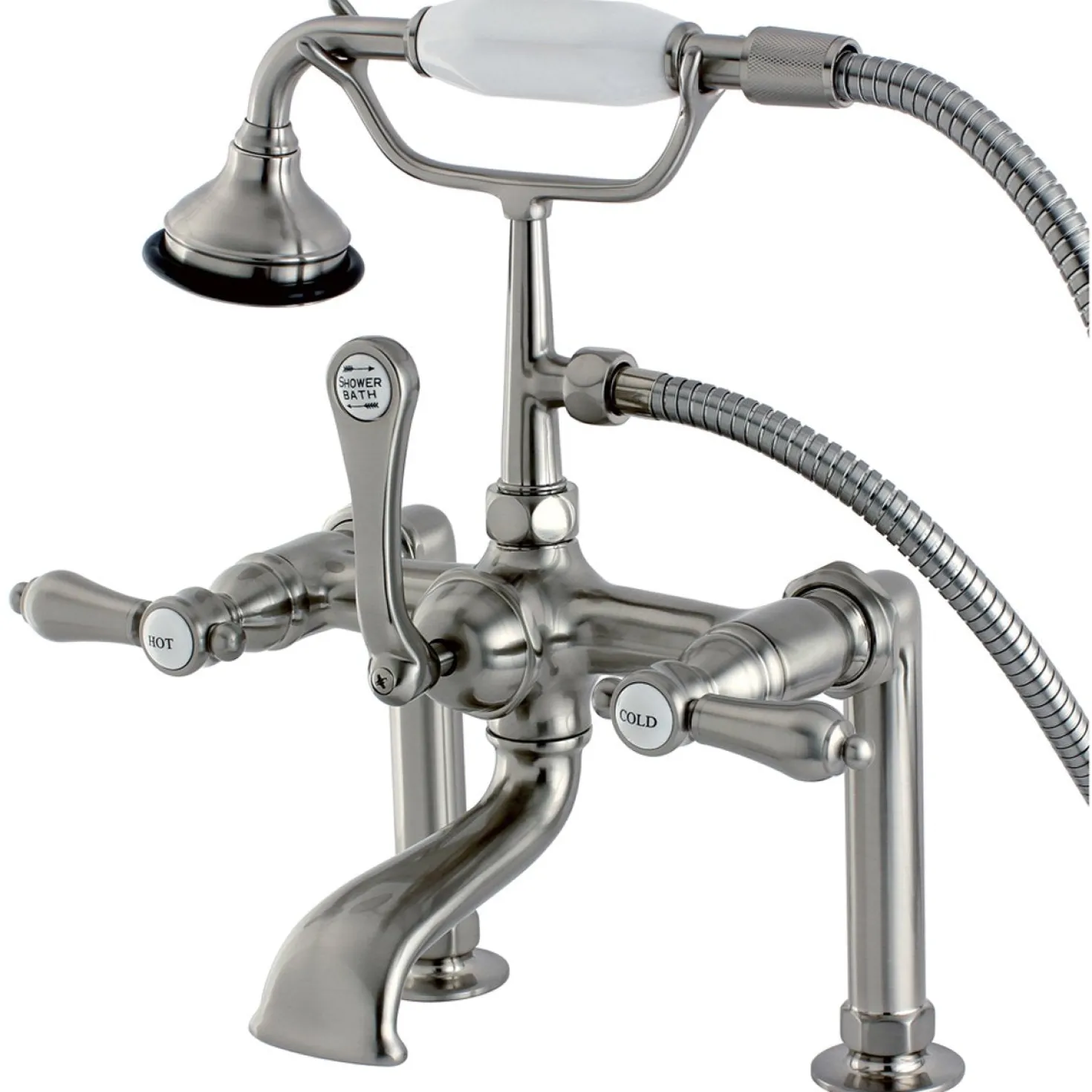 Kingston Brass Aqua Eden AE103T8BAL Bel Air Deck Mount Clawfoot Tub Faucet in Satin Nickel