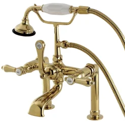Kingston Brass Aqua Eden AE103T2BAL Bel Air Deck Mount Clawfoot Tub Faucet in Polished Brass