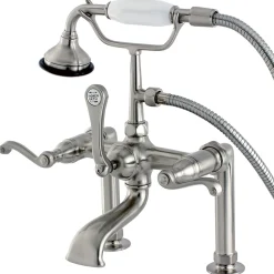 Kingston Brass Aqua Eden AE103T8FL Royale Deck Mount Clawfoot Tub Faucet in Satin Nickel