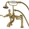 Kingston Brass Aqua Eden AE103T2FL Royale Deck Mount Clawfoot Tub Faucet in Polished Brass
