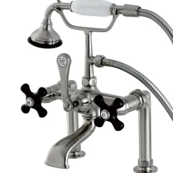Kingston Brass Aqua Eden AE103T8PKX Duchess Deck Mount Clawfoot Tub Faucet in Satin Nickel