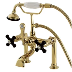 Kingston Brass Aqua Eden AE103T2PKX Duchess Deck Mount Clawfoot Tub Faucet in Polished Brass