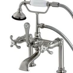Kingston Brass Aqua Eden AE103T8TX French Country Deck Mount Clawfoot Tub Faucet in Satin Nickel