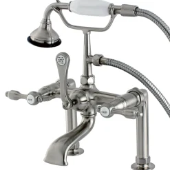 Kingston Brass Aqua Eden AE103T8TAL Tudor Deck Mount Clawfoot Tub Faucet in Satin Nickel