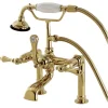 Kingston Brass Aqua Eden AE103T2 Vintage Deck Mount Clawfoot Tub Faucet in Polished Brass