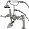 Kingston Brass Aqua Eden AE103T8 Vintage Deck Mount Clawfoot Tub Faucet in Satin Nickel