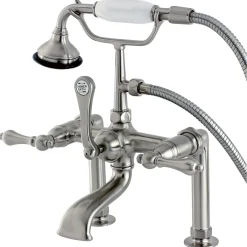 Kingston Brass Aqua Eden AE103T8 Vintage Deck Mount Clawfoot Tub Faucet in Satin Nickel