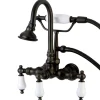 Kingston Brass Aqua Eden Vintage Wall Mount Clawfoot Tub Faucet with Porcelain Lever Handle