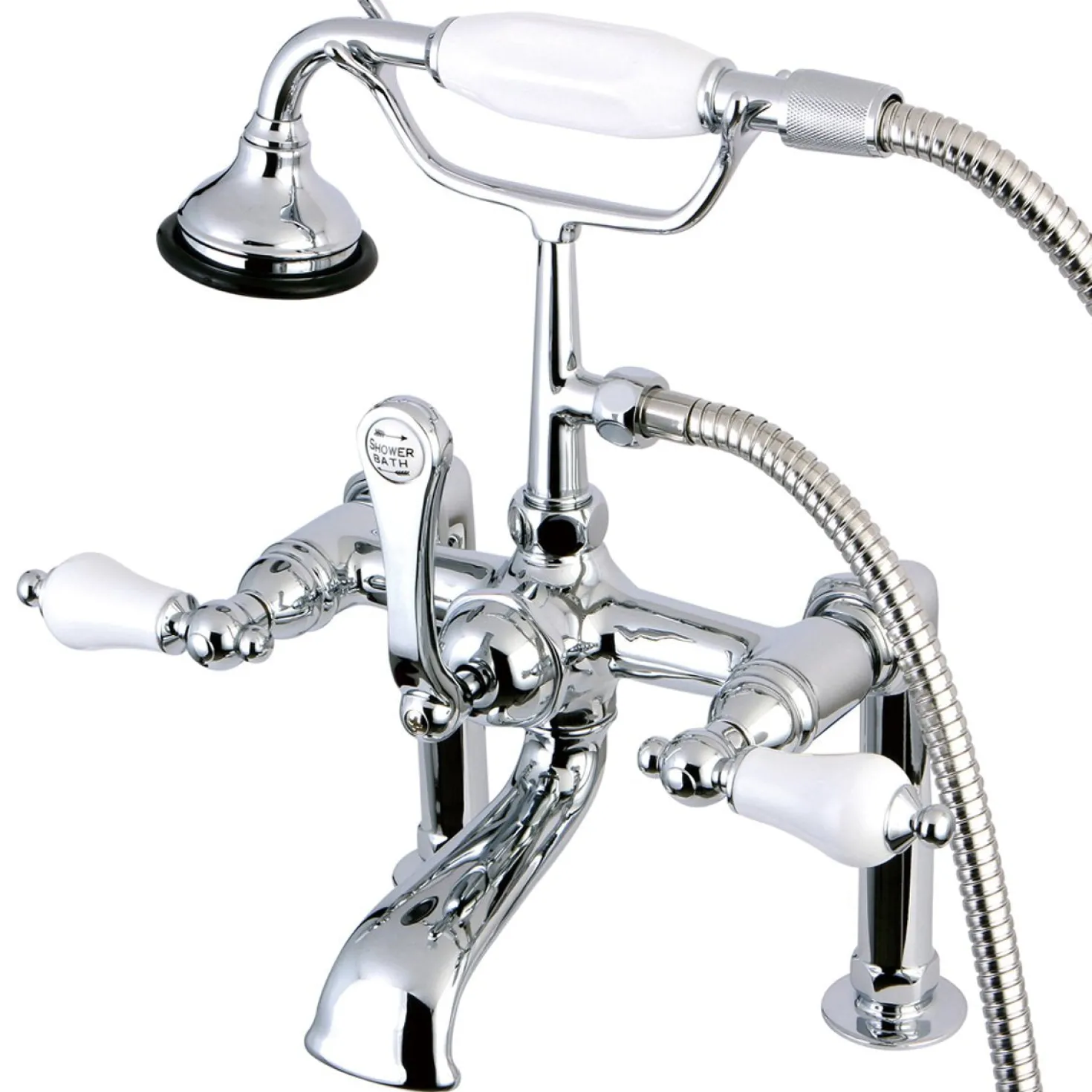 Kingston Brass Aqua Eden Vintage Deck Mount Clawfoot Tub Faucet