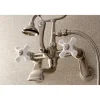 Kingston Brass Aqua Vintage 2-Hole Wall Mount Clawfoot Tub Faucet with Hand Shower