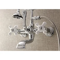 Kingston Brass Aqua Vintage 7-Inch Wall Mount Tub Faucet with Hand Shower