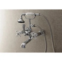 Kingston Brass Aqua Vintage 7-Inch Wall Mount Tub Faucet with Hand Shower