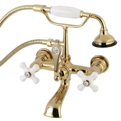 Kingston Brass Aqua Vintage 7-Inch Wall Mount Tub Faucet with Hand Shower