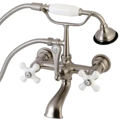 Kingston Brass Aqua Vintage 7-Inch Wall Mount Tub Faucet with Hand Shower