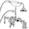 Kingston Brass Aqua Vintage 3-3/8-Inch Adjustable Deck Mount Tub Faucet with Hand Shower in Polished Chrome