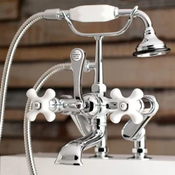 Kingston Brass Aqua Vintage 7-Inch Tub Faucet with Hand Shower in Polished Chrome